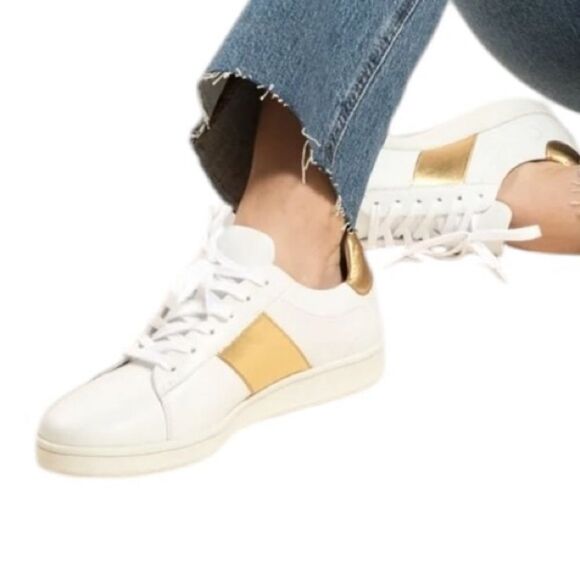 Joyasol paisley sneakers in gold/white 39 - Picture 2 of 9